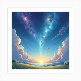 Gentle Watercolor Scene Of Celestial Wonders 1 Art Print