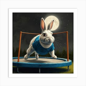 Rabbit On Trampoline Art Print