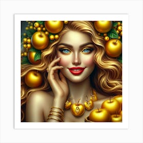 Golden Apple Girl Art Print