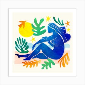 By the Beach Matisse Style Watercolor Art Print
