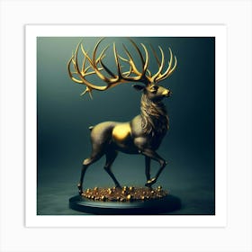 Gold Deer Art Print