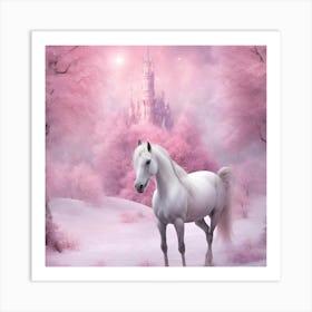 White Horse In The Snow Art Print