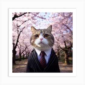 Cat In Business Suit Art Print