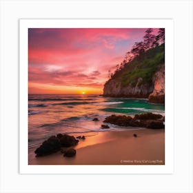 Sunset At California Beach Art Print