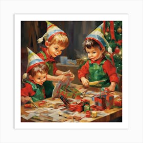 Christmas Elves 4 Art Print