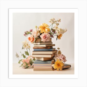 Flowers On Books 6 Art Print