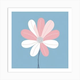 A White And Pink Flower In Minimalist Style Square Composition 643 Art Print