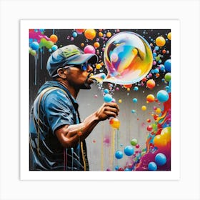 Kanye Blowing Bubbles Art Print