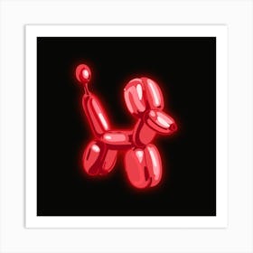 Red Neon Balloon Dog Square Wall Art Art Print