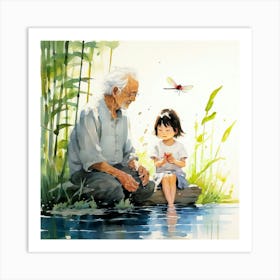 Gampa And A Girl Art Print