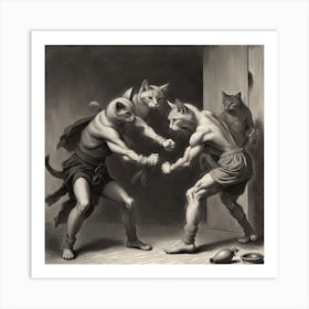 'Cats Fighting' Art Print