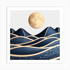 Moon And Waves 8 Art Print