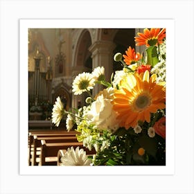 Flowers In Church Art Print