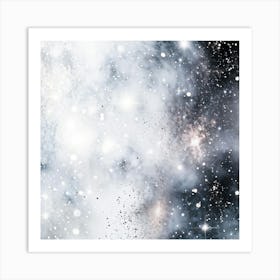 Abstract Galaxy In Watercolor Foreground Dust And Silver Sparkles Shimmering Space With A Bokeh Ef (3) Art Print