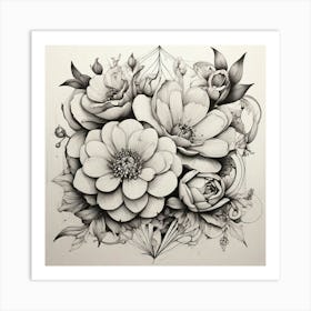 Floral drawing Art Print