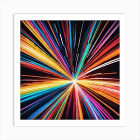 Abstract Rainbow Light Burst Art Print