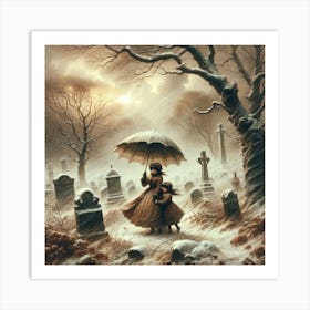 Little Girl In A Cemetery Art Print Art Print