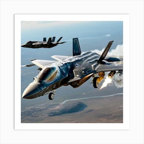 F35 Fighter Jet In A Dog Fight (1) Art Print