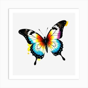 Butterfly On Black Background 1 Art Print