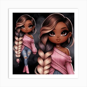 Black Girl With Braids Art Print