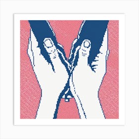 V For Valentine, A Heart Formed By Two Hands Coming Together Illustrating Connection And Affection Art Print