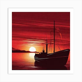 Sunset Boat 4 Art Print