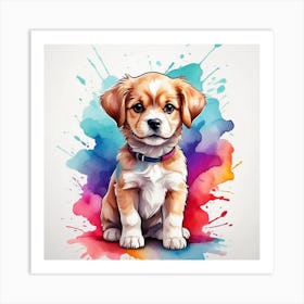 Puppy Watercolor Painting Art Print