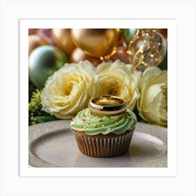 Cupcake With Wedding Ring Art Print