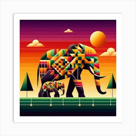 Two African Elephants Art Print