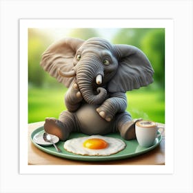 Elephant Eating Breakfast Art Print