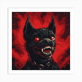 Scary Dog Emoji Dynamic Background 4 Art Print