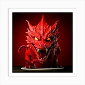 Firefly Angry, Red, Dragon, Glaring, Camera, Cup, Coffee, Fierce, Mythical, Creature, Intense, Fanta (3) Art Print