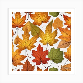 Autumn Leaves Seamless Pattern 12 Art Print