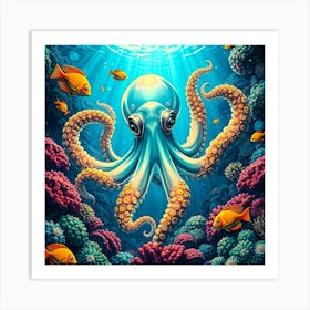 Octopus Color Illustration Art Print