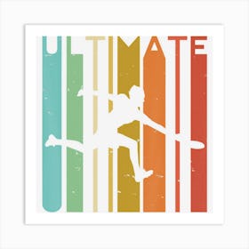 Ultimate Frisbee Retro Player Men Women Flying Disc Throwing Art Print