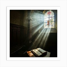 A Devoted Individual In Quiet Contemplation Clasping A Worn Holy Bible Tightly With An Air Of Sole (1) Art Print