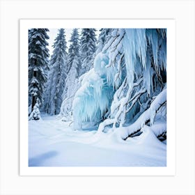 Icicles In The Forest Art Print