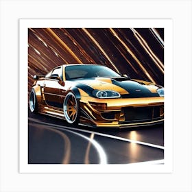 Gold Toyota Supra Art Print