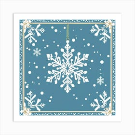 Abstract Illustration Of A Glistening Snowflake Ornament White With Hints Of Silver And Gold Suspe (1) Art Print