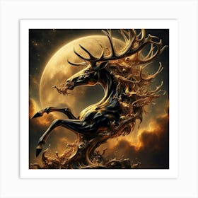 Deer In The Moonlight Art Print