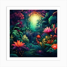 Jungle At Night Art Print