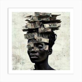 Woman With Money On Her Head Art Print