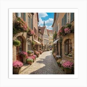 Cobblestone Street In Germany Art Print 2 Art Print