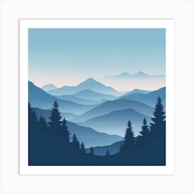 Misty mountains background in blue tone 24 Art Print