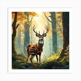 Deer In The Woods 57 Art Print