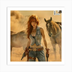 Cowgirl With Guns Art Print