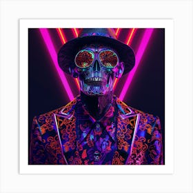 Neon Skull 1 Art Print