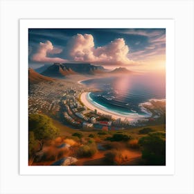 Beautiful Landscape Of Table Mountain And Beachfront 3 Art Print