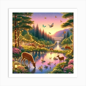 Deer In The Forest 3 Art Print