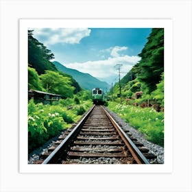 Rail Nature Train Transportation Japan Mountain Way Garden Summer Background Tour Tourism Art Print